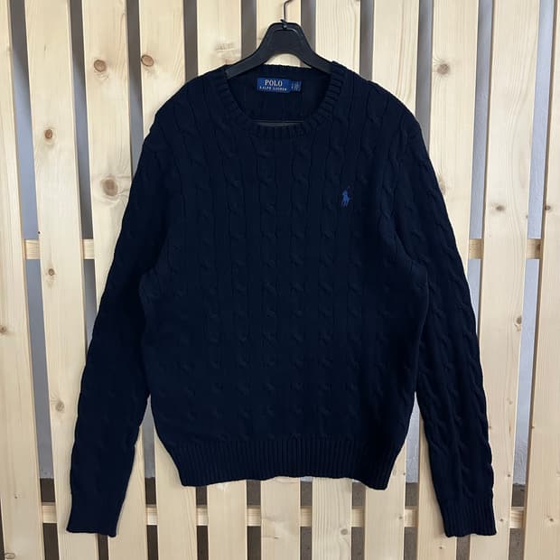 (M~L) 폴로 랄프로렌 네이비 케이블 니트 스웨터