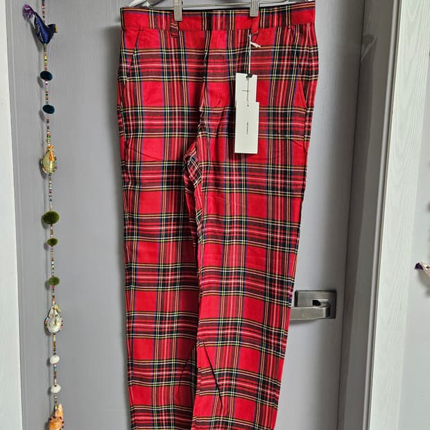 비바스튜디오 vivastudio 펑크 레드 타탄 체크 바지 M 새상품