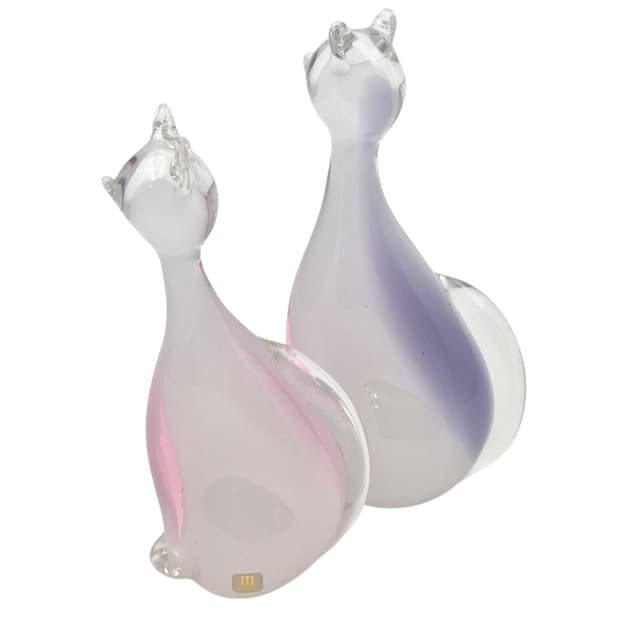 80s 핸드블로운 컬러 마블 고양이 세트