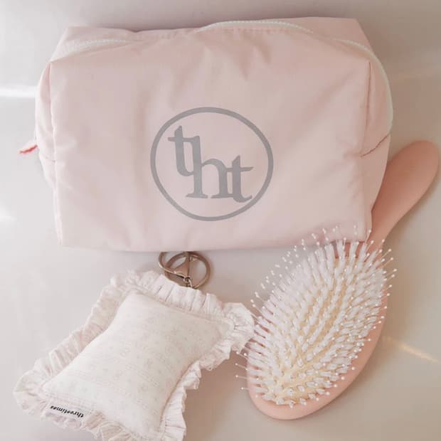 쓰리타임브 베베 스퀘어 핑크 파우치