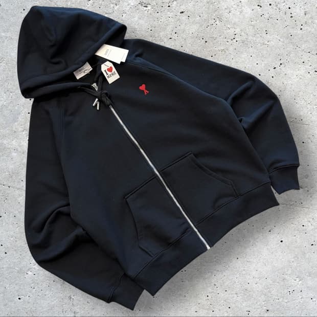 [XL] 아미 스몰 하트 로고 블랙 후드집업 새상품 C444