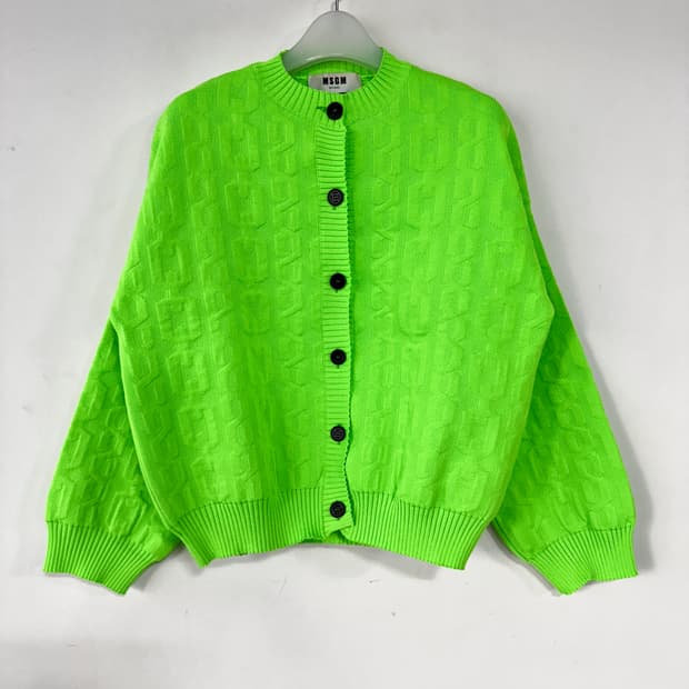 MSGM 네온 그린 패턴 가디건