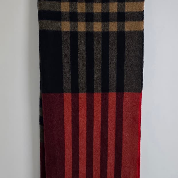 아브라함문 퓨어 메리노울 레드 블랙 머플러 목도리