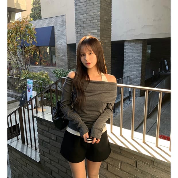 Lowell halter neck tee 오프숄더 홀터넥 소라 긴팔 티셔