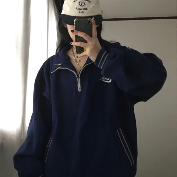 나이키 00s 빅로고 후리스 반집업