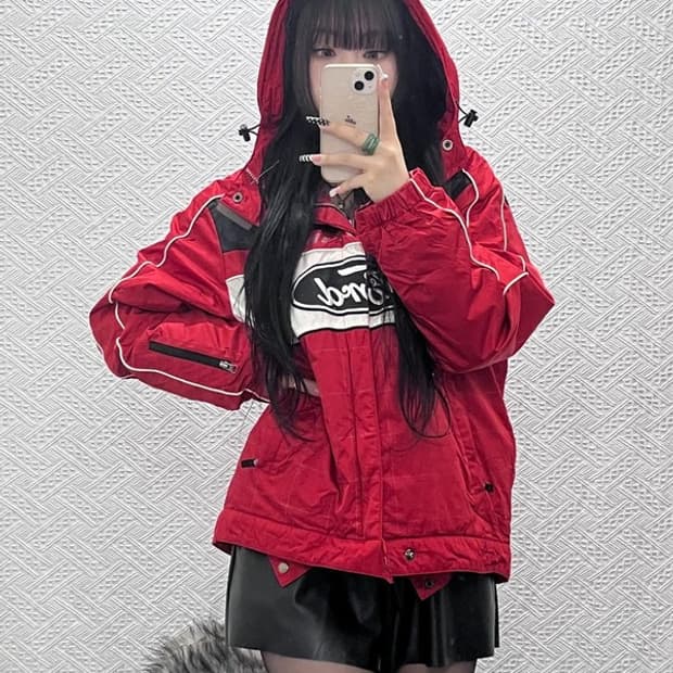 푸부 올드스쿨 레트로 포드 머스탱 레이싱 바람막이 자켓 L C10432