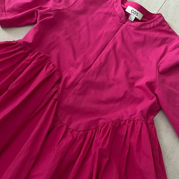 코스 웨이브 코튼 원피스 xs 핑크