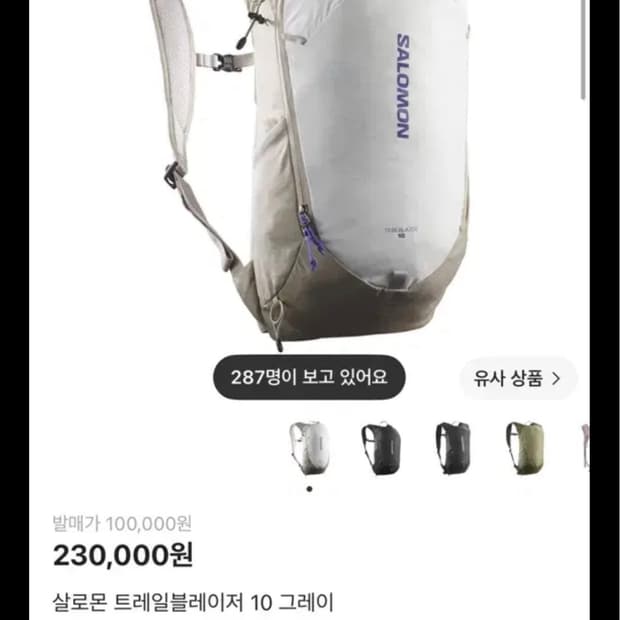 살로몬 트레일 블레이저 10 그레이 백팩 가방