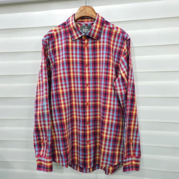 비비안웨스트우드 맨 린넨혼방 체크셔츠- 50