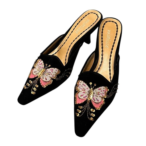 BUTTERFLY VELVET HEEL