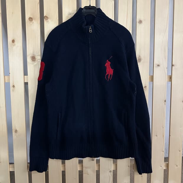 (M) 폴로 랄프로렌 네이비 빅포니 투웨이 니트 집업