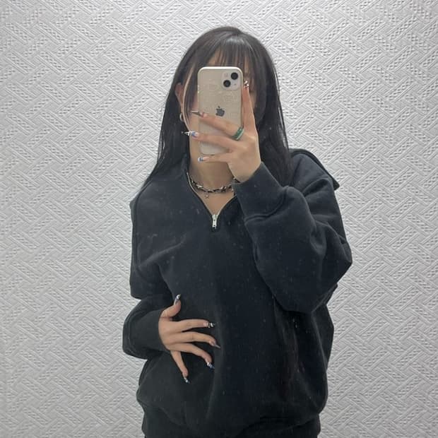 포터리 모던 캐주얼 빈티지 반집업 후드티 110 C07892