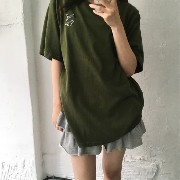 퓨마 x 메종키츠네 올리브 패치 로고 티셔츠