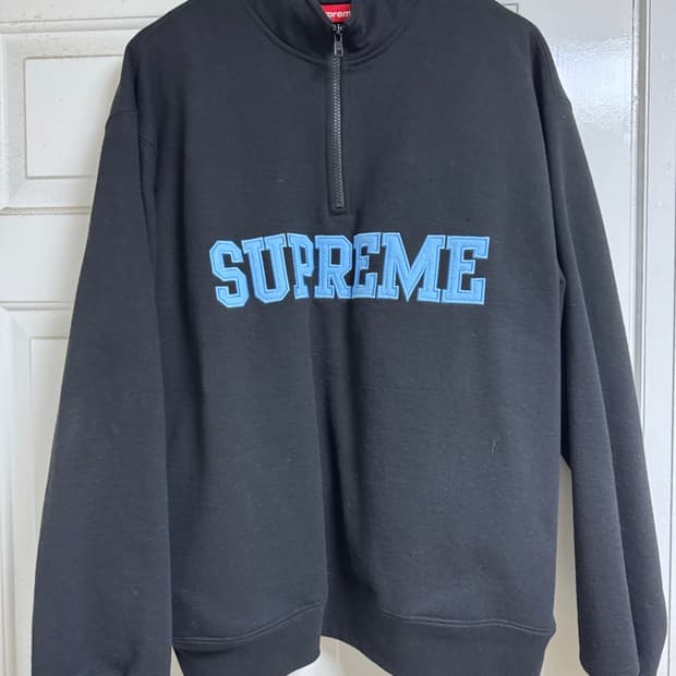 [M] 슈프림 컬리지에이트 하프 집 풀오버 블랙