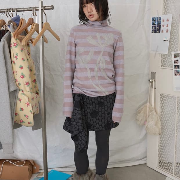 영마일웨어 loose quilted skirt_black