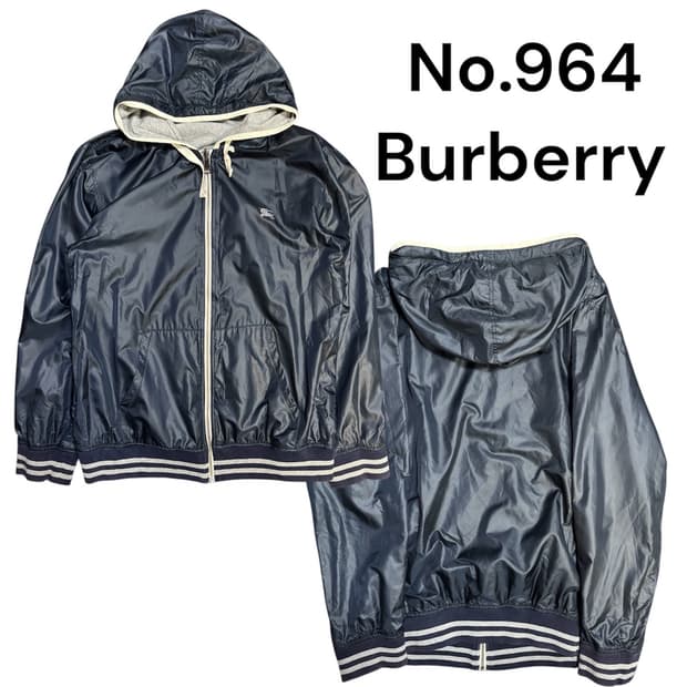 버버리 블랙 라벨 리버시블 양면 후드 집업 바람막이 점퍼