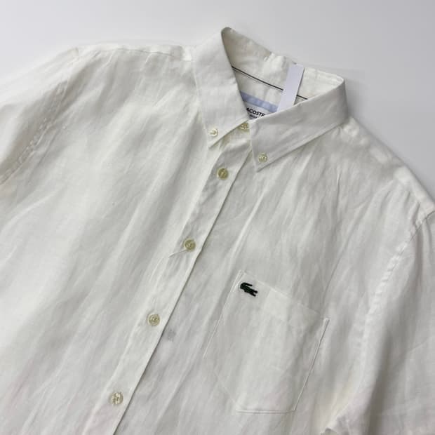 Lacoste 라코스테 화이트 린넨 반팔 셔츠 