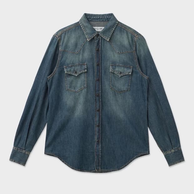 남성 웨스턴 데님 셔츠 - 딥 빈티지 블루 / 597059Y880U425