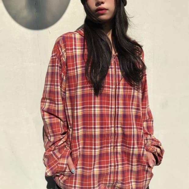 Benetton Formula1 체크 후드 집업