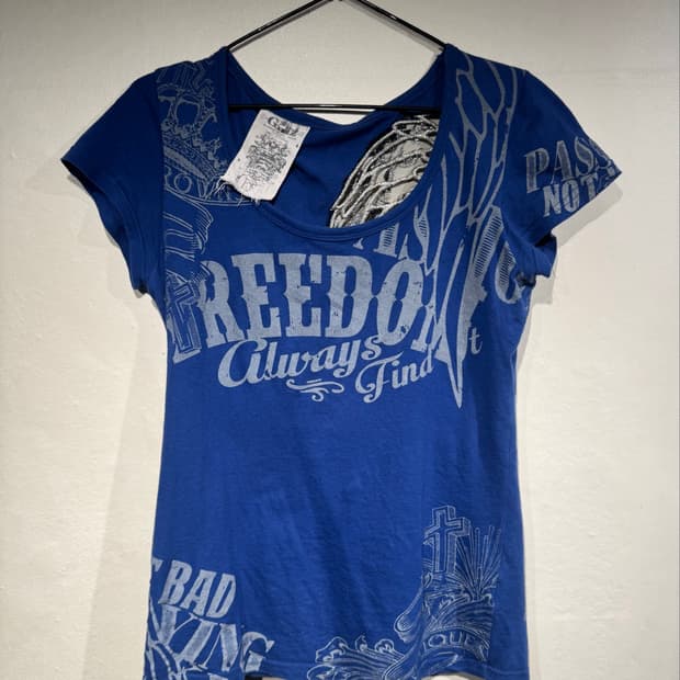 Glitz Blue lace wing t-shirts