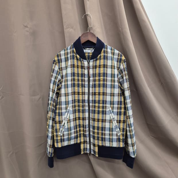 유니클로 JW앤더슨 시어서커 체크 블루종 M