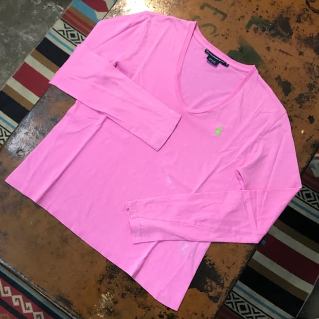 폴로랄프로렌 라이트 핑크 브이넥 롱 슬리브 여성 55 사이즈 