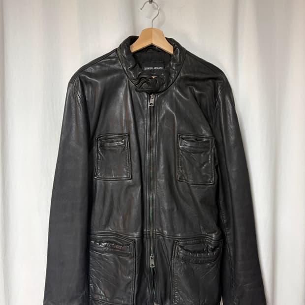 조르지오 알마니 01aw 사파리 레더 자켓