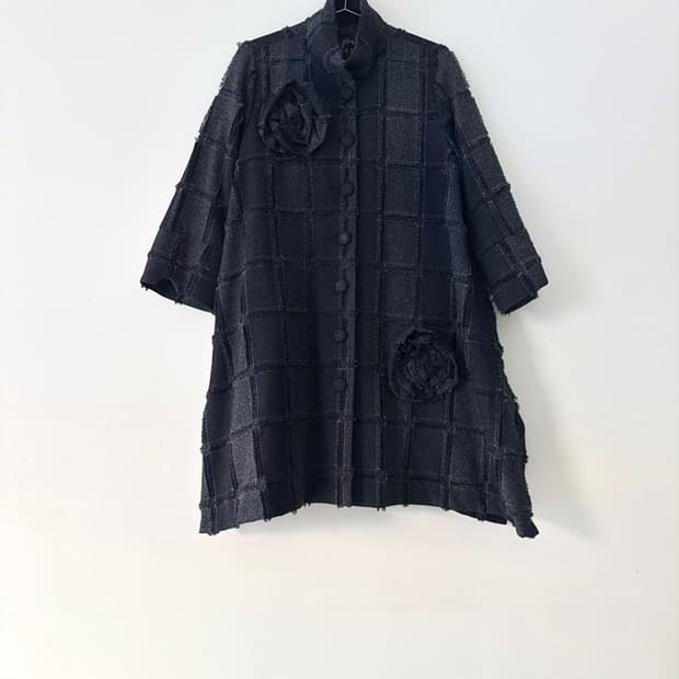 Avant grid check corsage jacket / navy