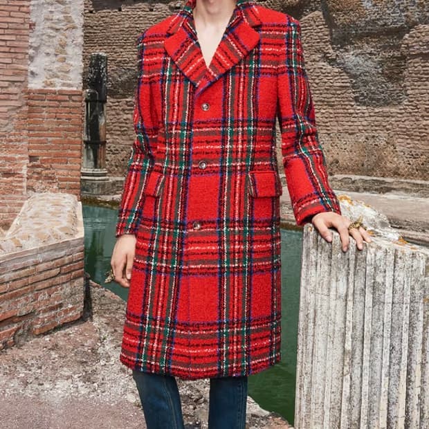 Gucci Red Tartan Wool Coat 