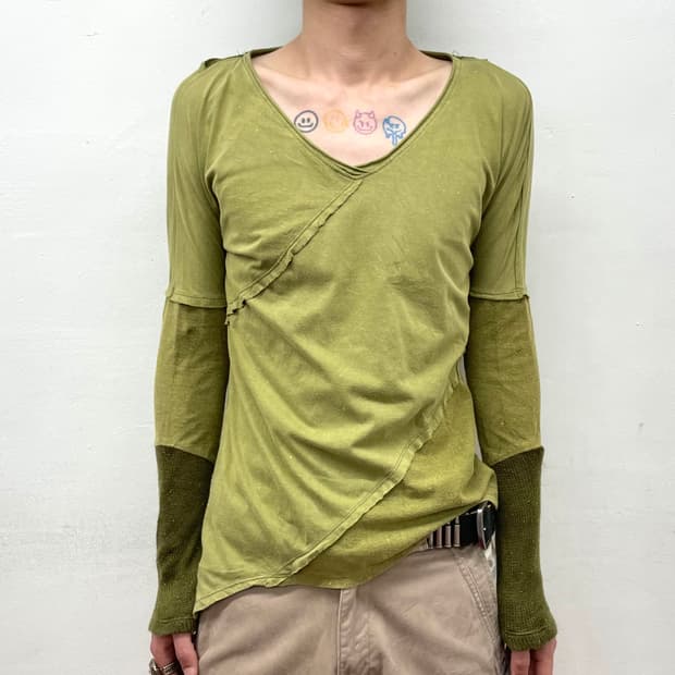 Patchwork Green Rough Long Sleeve
