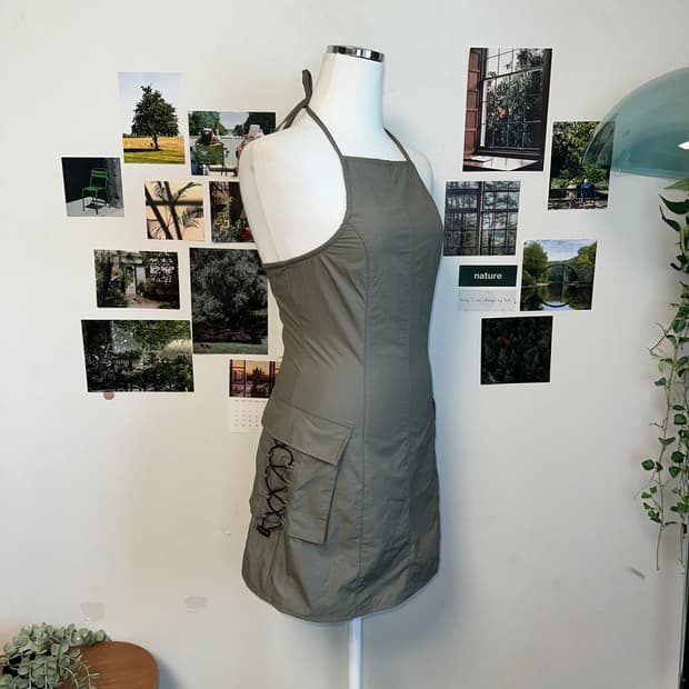 Gray glitter halter mini ops