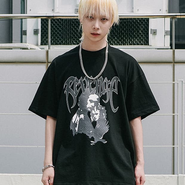 로어링라드 데미지 크로우 오버 티셔츠 블랙 XL