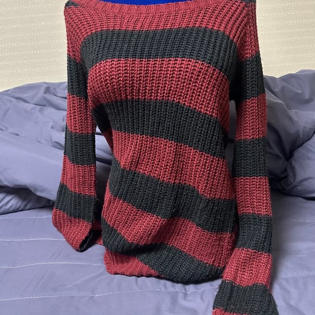 빈티지 레드 단가라 니트