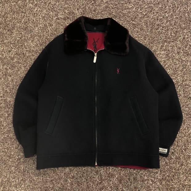 입생로랑 아카이브 울 퍼 카라 자켓