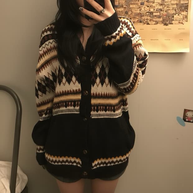 JPN Vintage 코위찬 노르딕 후드 니트