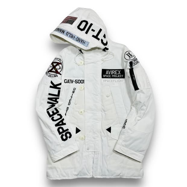 아비렉스 스페이스 프로젝트 화이트 후디 야상
