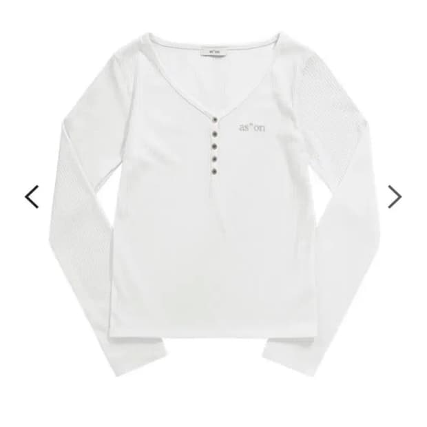 (미개봉 새상품) 애즈온 위시 립드 버튼 티 화이트 wish button