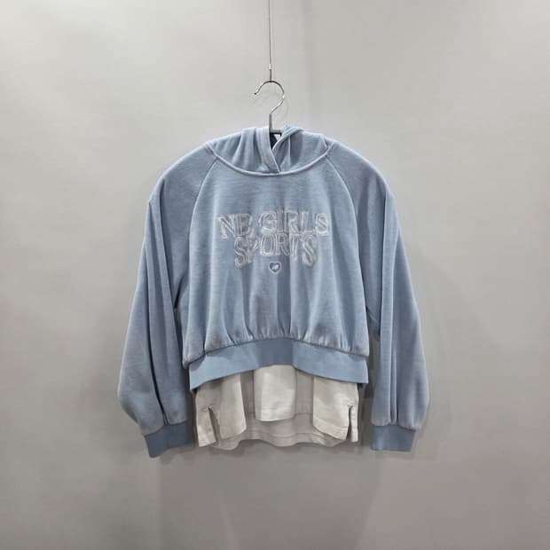 뉴발란스 여아 벨벳 레이어드 후드티 150/11/12 