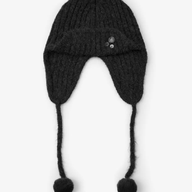 aeae button knit trooper beanie