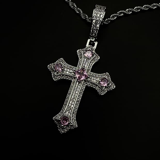 pcr053 Pink the cross necklace