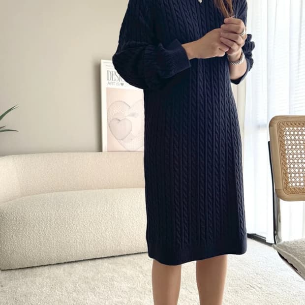 타미힐피거 니트 케이블 원피스