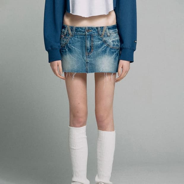 Vintage Micro Denim Skirt Blue