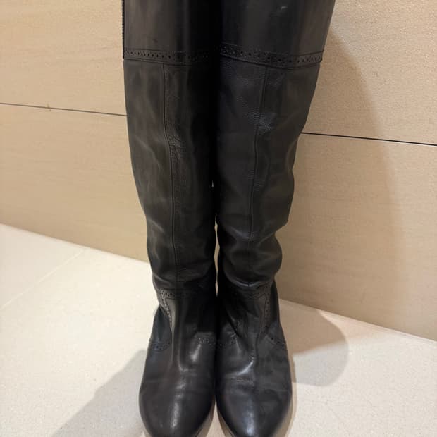 디젤 블랙 가죽 롱부츠 37 부츠 레더 워커 빈티지 여성부츠 플랫슈즈