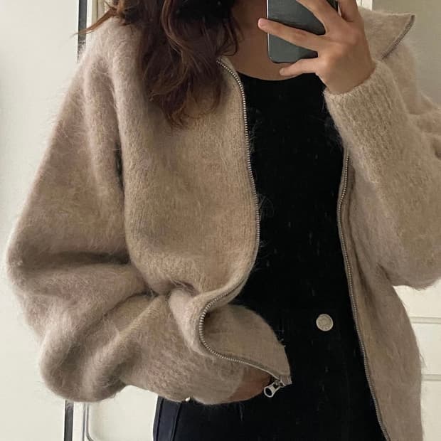 H8 알파카 니트 집업