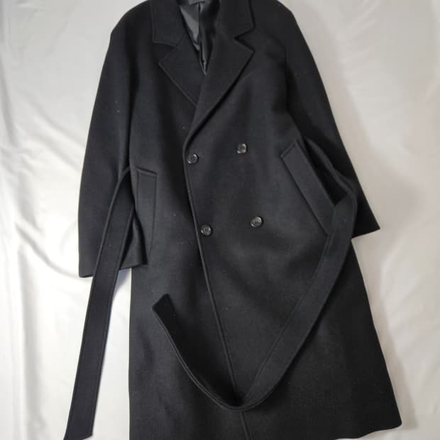 더티셔츠뮤지엄 캐시미어 트렌치코트 롱자켓 M 블랙