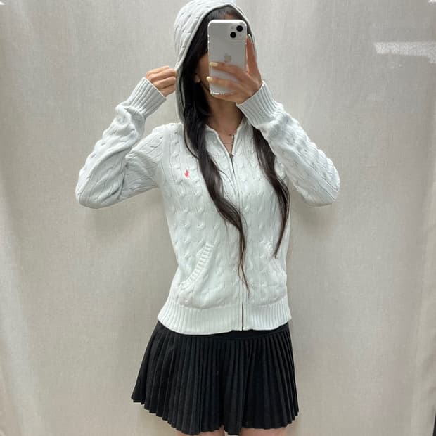 폴로 랄프 로렌 꽈배기 니트 후드 집업/#3618