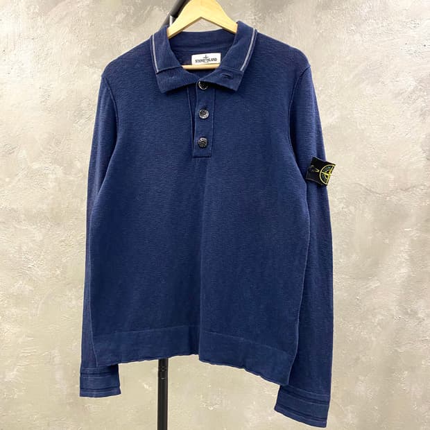 [M] Stone Island 스톤아일랜드 버튼업 네이비 니트
