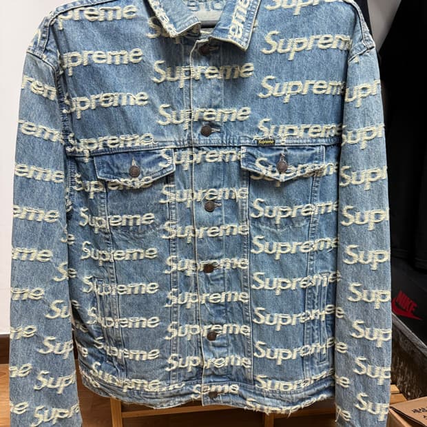 슈프림 프레이드 로고 데님 트러커 자켓 XL