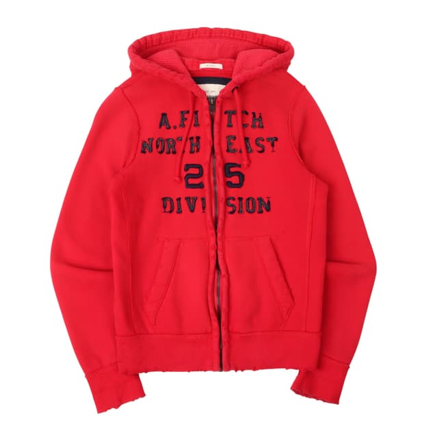 아베크롬비 레드 엠브로이드 헤비 후드집업