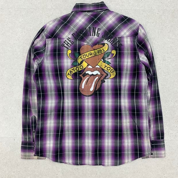 Rolling Stones 롤링스톤스 프린팅 체크셔츠 